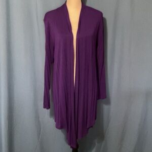 Elegant Lock & Love Purple Draped Cardigan for Women XXL